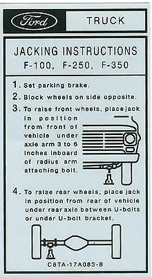 1968 69 70 71 72  Ford F-100 F-250 F-350  Jack Instructions • $22.19