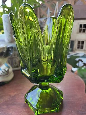 Viking Green Glass Handkerchief Vase 6 Sided Pedestal Base • $37.50