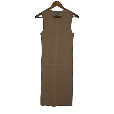 Lauren Ralph Lauren Brown Sleeveless Midi Dress 100% Merino Wool Size Small • $32.97