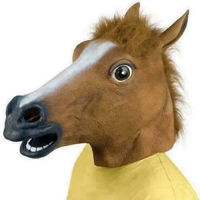£8.94 • Buy Rubber Horse Head Mask Panto Party Fancy Dress Cosplay Halloween Adult Costume