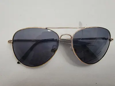 Solar Accents Classic Unisex Aviator Sunglasses Gold Frames Gray Lenses DANNY SM • $10.66