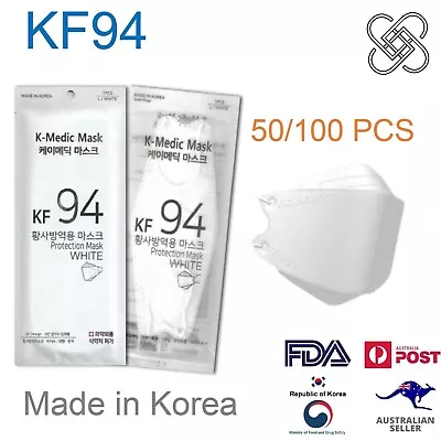 KF94 Face Mask White 4-Layer Individual Pack 50-100 PCS Made In Korea (NEW) • $164.90