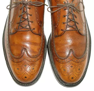 VINTAGE V-CLEAT Men's Dress Shoes TOWNCRAFT Wingtip Blucher Sz 8 D Brown Leather • $50