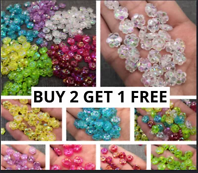 £2.29 • Buy 10mmx5mm 60 Choose Colour AB Rainbow Daisy Faceted  Flower Beads DIY Jewellery