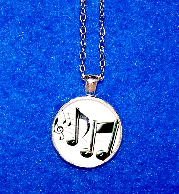 Silver 22  Sterling Necklace MUSIC NOTE BLUES Pendant Women Men Free Gift Box • $19.96