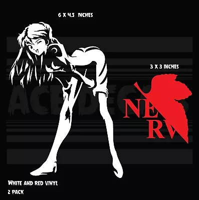 $5.99 • Buy Evangelion - 2pack - Asuka - Nerv Logo - Anime Laptop Car Vinyl Decal Sticker