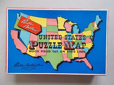 Vtg Parker Bros. Wood United States Jigsaw Puzzle 12  X 20  Copyright 1915 • $9.99