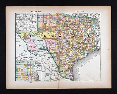 1885 McNally Map Texas Dallas Houston Austin San Antonio El Paso Galveston Waco • $39.99