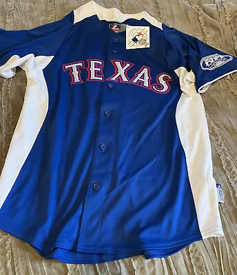 TEXAS RANGERS Baseball MAJESTIC Cool Base Blank Size MEDIUM Jersey NEW Blue MLB • $39.99