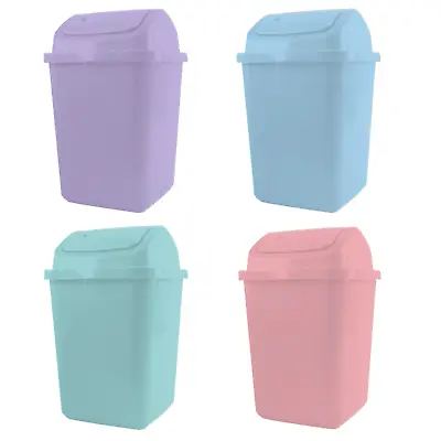 Pastel Plastic Swing Top Bin Rubbish Waste Dust Home Kitchen Office Bathroom • £6.80
