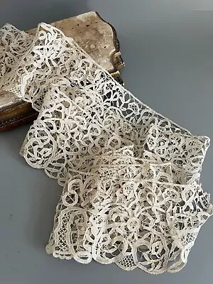 C1900 Antique Victorian Honiton Lace Flounce Long Length • £38