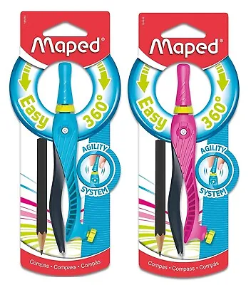 £3.99 • Buy Pink/Blue Maped Easy 360 Compass Agility System School Stationary Maths Tool