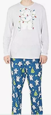 NWT NITE NITE MUNKI MUNKI Mens Polar Bear Christmas PAJAMAS Set. Sz XL TALL • $22.50