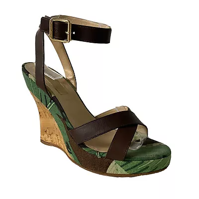Michael Kors Collection Wedge Sandal Wrap Around Strap Floral Tropical Criss 7.5 • $69.30