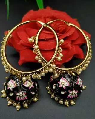 Minakari Handmade Indian Earring Enamel Jhumki Jewelry Earrings Meenakari Bell • $13