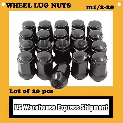 Set Of 20 Lug Nuts Hex 19 Black Acorn Bulge Wheel Nut Closed End Lugnuts 1/2x20 • $22.99