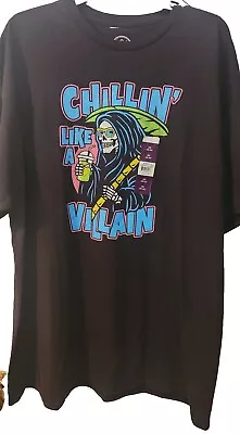 Grim Reaper CHILLIN' LIKE A VILLIAN Black Graphic T-Shirt Size 2XL (50-52) NWT • $14