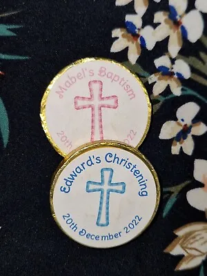 £6.49 • Buy Personalised Chocolate Coins Birthday Party Favour Christening Baptism Cross
