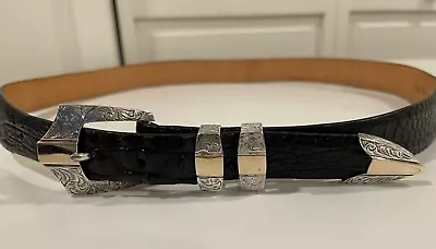 Randall Moore14K Gold /Sterling Silver Metro Belt Buckle Set W Alligator Belt 40 • $495