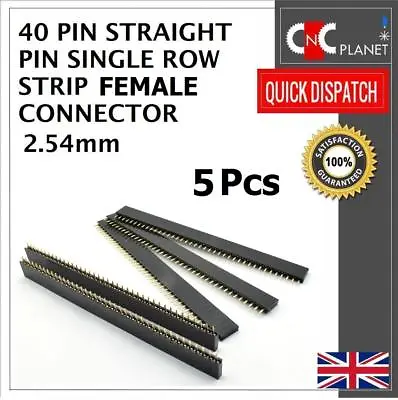 £2.99 • Buy 5 X 40 Pin 2.54mm Female PCB Single Row Straight Header Strip Connector Arduino