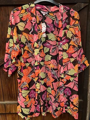 Matalan Papaya Size S Bright Leaf Print Kimono • £0.99