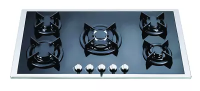 $280 • Buy 86cm BLACK GLASS 5 BURNER GAS COOKTOP W/S - BRAND-NEW IN BOX - LPG JETS INCLUDED