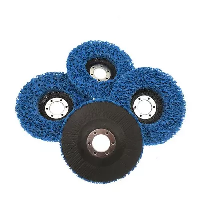 [5pc] 4  Poly Strip Rust Paint Removal Wheel Discs Pad For Angle Grinder [Blue] • £14.99