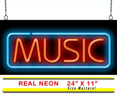 Music Neon Sign | Jantec | 24  X 11  | Store Recording Studio Band Bar Venue • $359