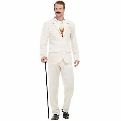 Adults White 1920 Gent Roaring 20's Fancy Dress Costume Gatsby Party Suit Men's • £34.24