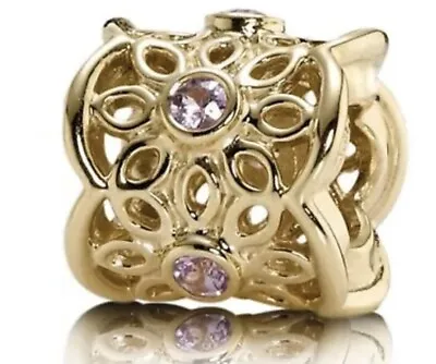 Pandora Retired 14K Gold Golden Radiance Bead With Pink Sapphire - 750803PSA • £350