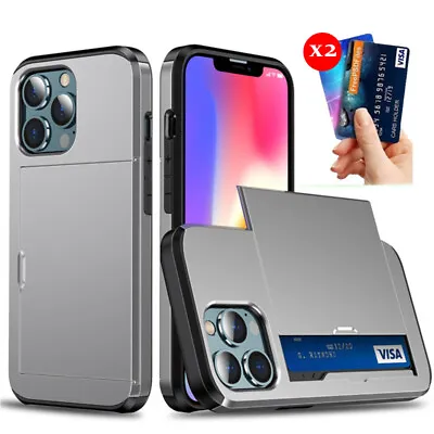 $9.98 • Buy For IPhone XS XR 13 11 12 Pro Max 6 7 8 Shockproof Case Card Holder Wallet Cover