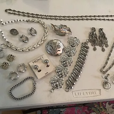 Vintage Lot Of Silver Tone Jewelry Monet Crown Trifari Trifari Sara Cov Lisner • $25.50