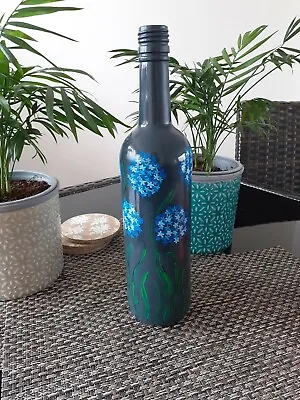 £7.60 • Buy Hand Painted Tall Glass Bottle Home Table Centerpiece Flower Vase Grey Original