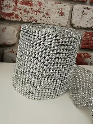 £2.54 • Buy 1m+1 M Free Sparkly Silver Diamante Rhinestone Effect Mesh Ribbon Cake Trim