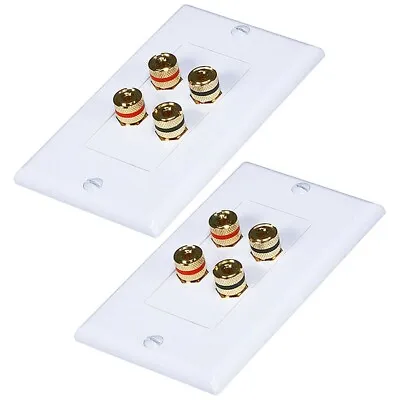 $25.14 • Buy 2 Pcs Banana Plug Binding Post Wall Plate Speaker Audio System Home Theater Gold