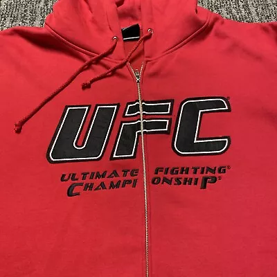 UFC Mens Red Full Zip Embroidered Logo Hoodie Hooded Sweatshirt Size 3XL • $39.99