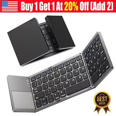 Wireless Bluetooth Keyboard Touchpad Rechargeable Ultrathin Foldable Portable • $36.99