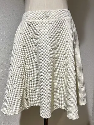 Disney Textured Mickey Skirt Ivory Women’s Size M Lauren Conrad Collection Flare • $24