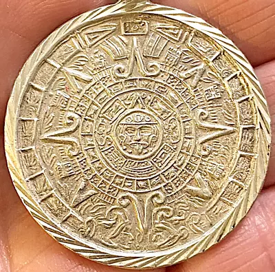 950 SILVER MONTANO MEXICO AZTEC MAYAN Calendar Pendant Large Version 15.8g • $39.99