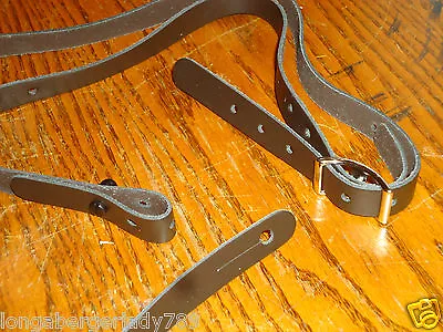 Brown Leather 50  Adjustable Mandolin Neck Strap Kit Metal Buckle Stage Studio • $11.99