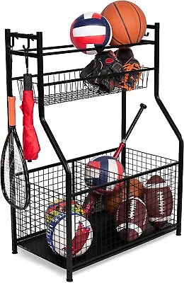 Sports Equipment Ball Storage Rack For Garage - Baseball Tennis Football Gym • $163.25