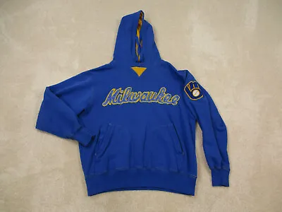 Milwaukee Brewers Hoodie Mens Large Blue Yellow MLB Baseball Sweatshirt Adult* • $19.38