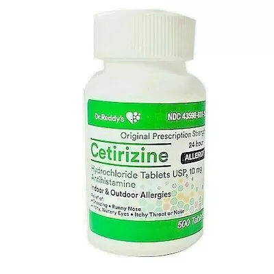 Dr Reddys Cetirizine HCL 10mg Tab Antihistamine 500ct Allergy Relief 9/26 • $15.99