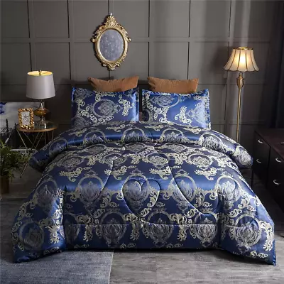 Queen Comforter Set Satin Silk Blanket All Season Bed Comforter Queen Set Luxury • $78.38