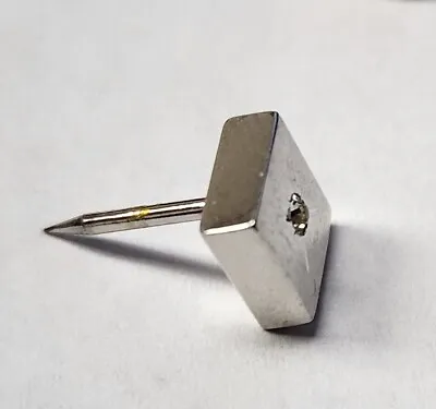 Vintage Silver Tone Tie Tack / Tie Pin Atomic Starburst W/ Faceted Clear Stone • $7.19
