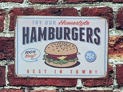 £5.85 • Buy Hamburgers US Fast Food American Diner Shop Café Metal Plaque Sign Large 8 X 12 