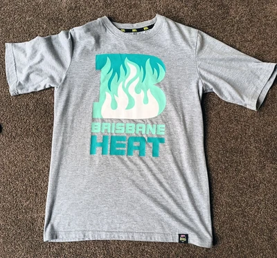 BBL Brisbane Heat Kids Grey T-Shirt Size 14 Cricket Boys Girls Big Bash Top • $12.50