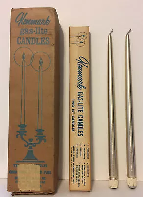 Two Vintage Kenmark Silver Aluminum Gas Lite Candles 15  Unused NOS • £8.66