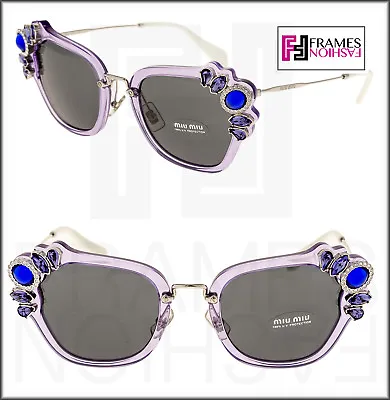 MIU MIU RUNWAY JEWEL 03S Purple Lilac Gray Mirrored Square Sunglasses MU03SS • $172.80
