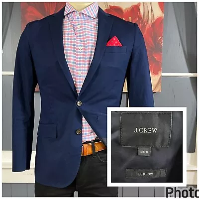 J. Crew Ludlow Blazer Mens 36R Cotton Stretch Navy Sport Coat Jacket • $116.10